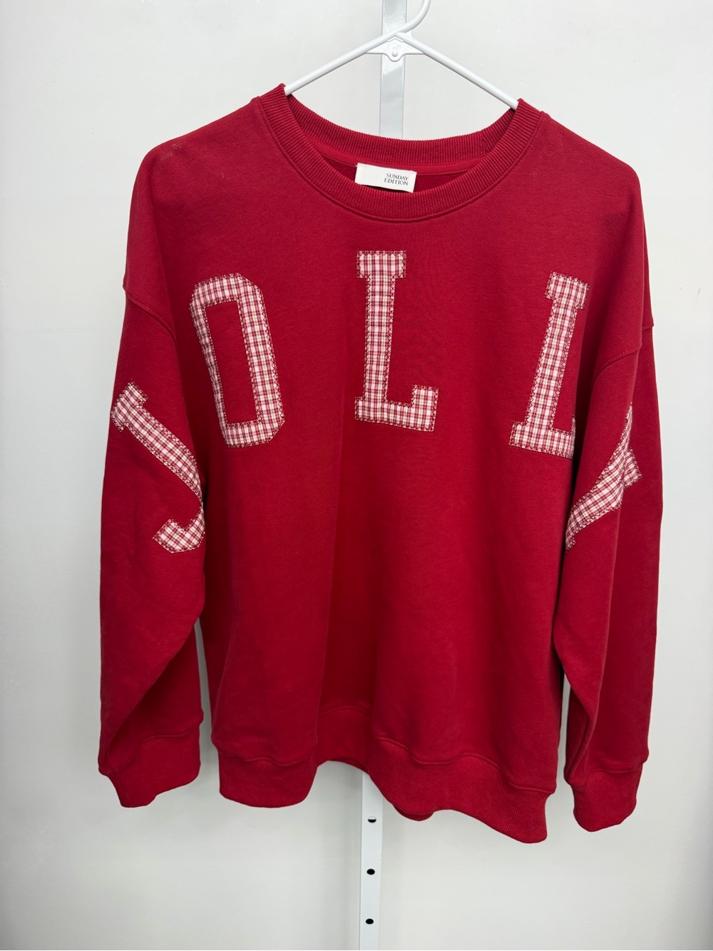 Red 'Jolly ' Appliqué Crewneck Sweater